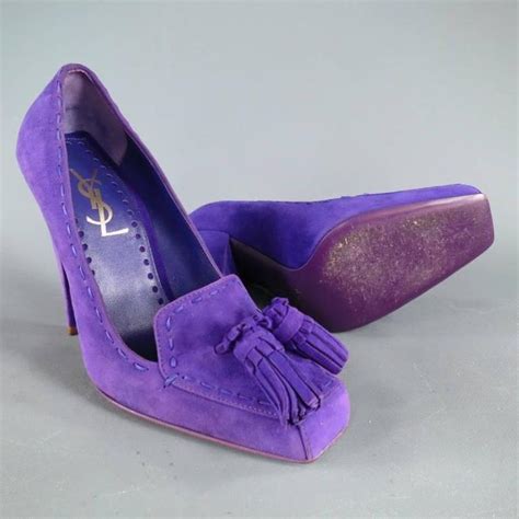 ysl purole tassel.pump|YVES SAINT LAURENT Size 6 Purple Suede Tassels Loafer.